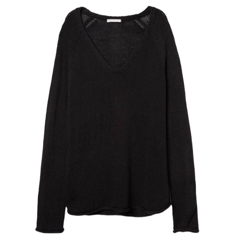 H&M Black Loose Knit V Neck Sweater size S ( NWOT) - Picture 3 of 9